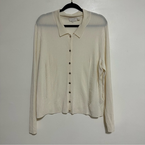 Ted Baker Meenaa Collared Ribbed Knit Cardigan - Picture 6 of 12